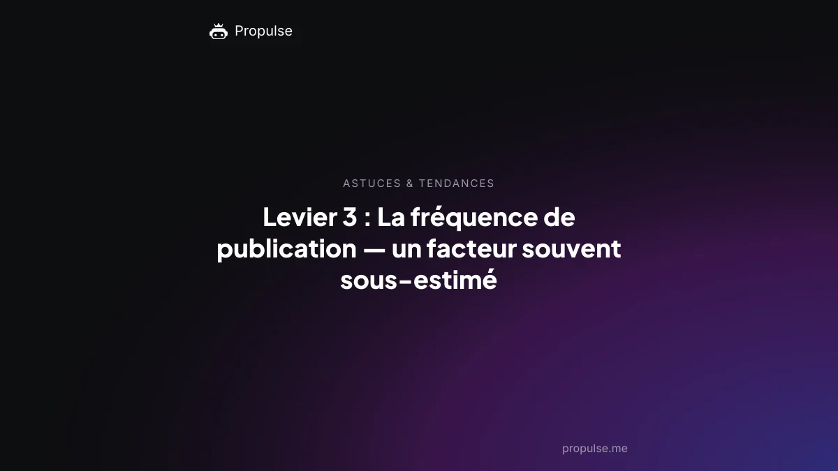 Levier 3 : La fréquence de publication : un facteur souvent sous-estimé