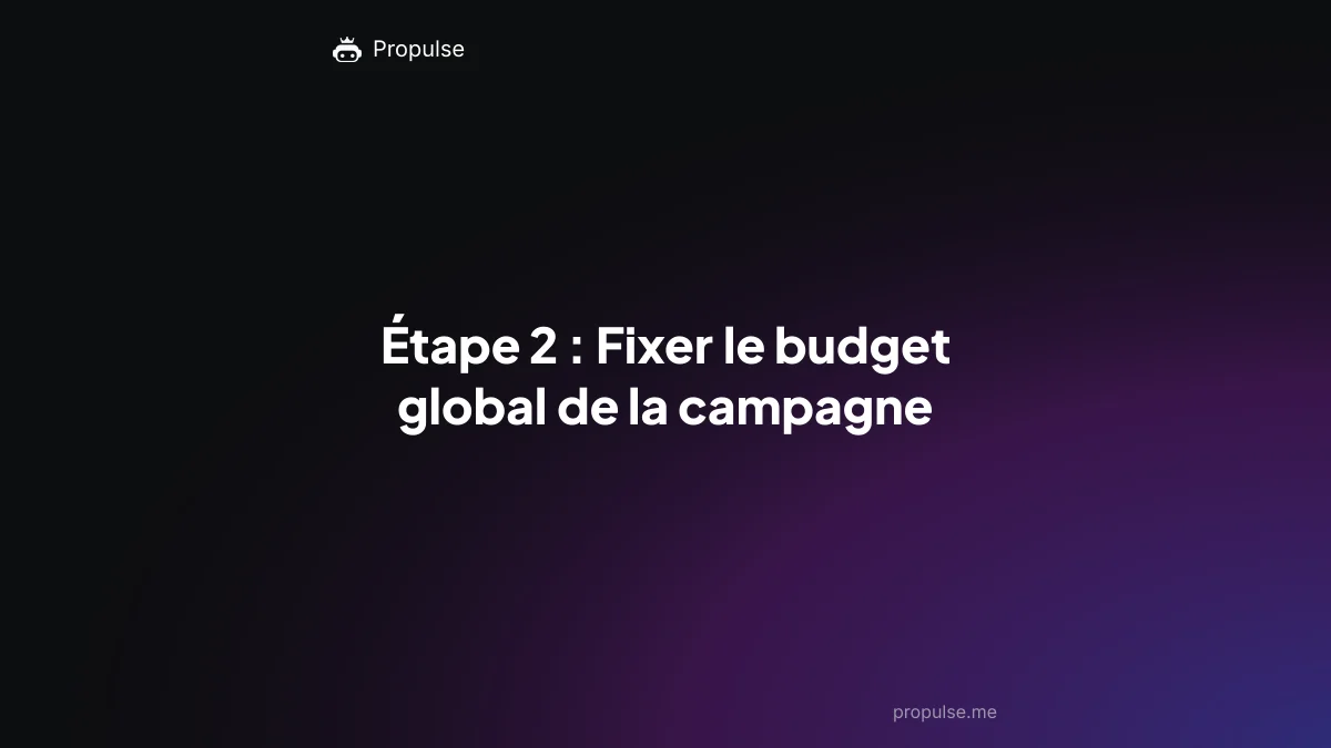 Étape 2 : Fixer le budget global de la campagne