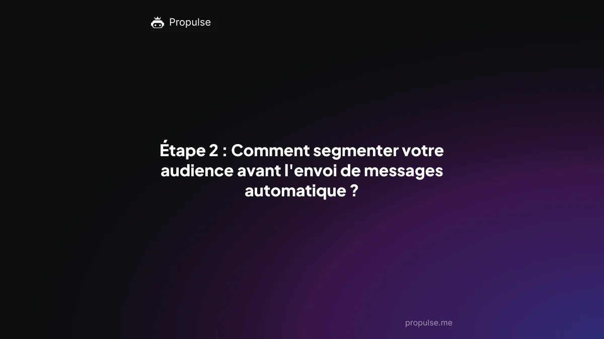 Étape 2 : Comment segmenter votre audience avant l'envoi de messages automatique ?