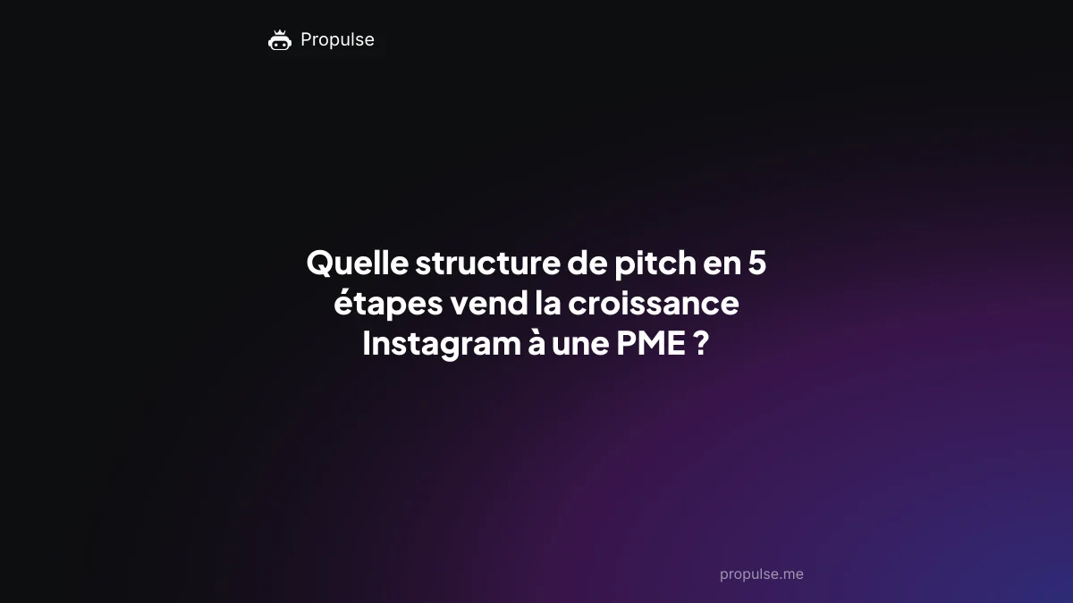 Quelle structure de pitch en 5 étapes vend la croissance Instagram à une PME ?