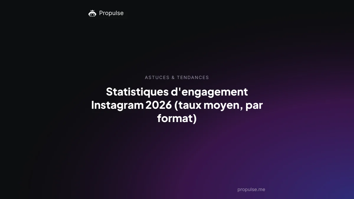 Statistiques d'engagement Instagram 2026 (taux moyen, par format)