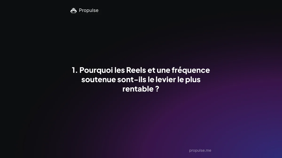 1. Pourquoi les Reels et une fréquence soutenue sont-ils le levier le plus rentable ?