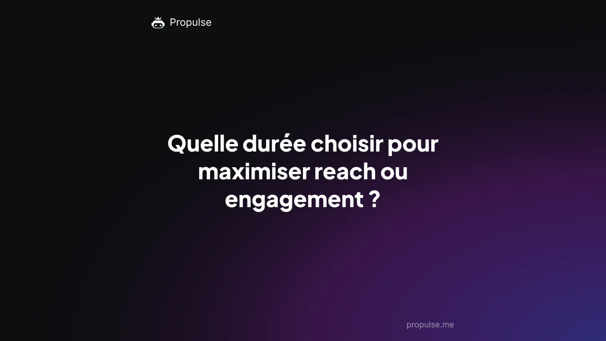 Quelle durée choisir pour maximiser reach ou engagement ?