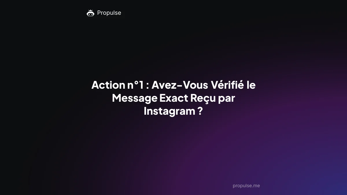 Action n°1 : Avez-Vous Vérifié le Message Exact Reçu par Instagram ?