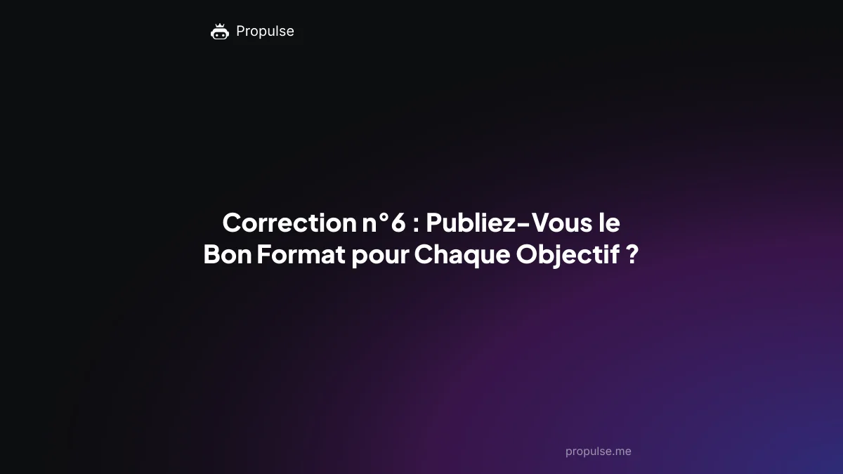 Correction n°6 : Publiez-Vous le Bon Format pour Chaque Objectif ?