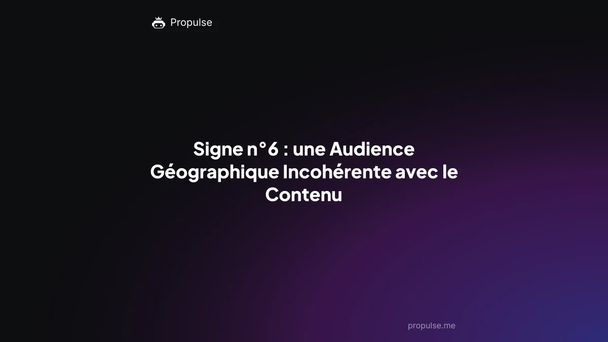 Signe n°6 : une Audience Géographique Incohérente avec le Contenu