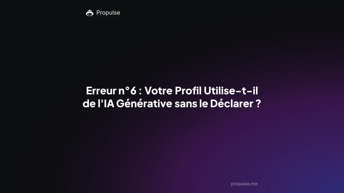 Erreur n°6 : Votre Profil Utilise-t-il de l'IA Générative sans le Déclarer ?