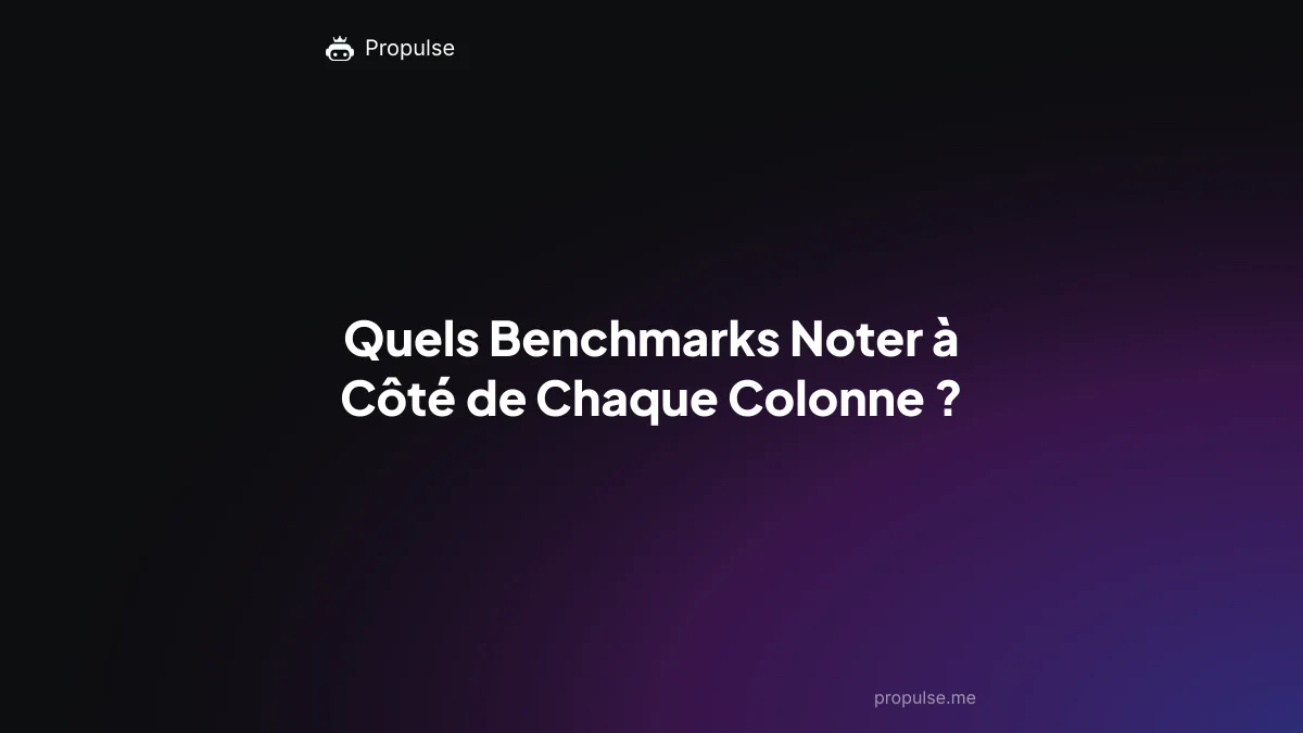 Quels Benchmarks Noter à Côté de Chaque Colonne ?