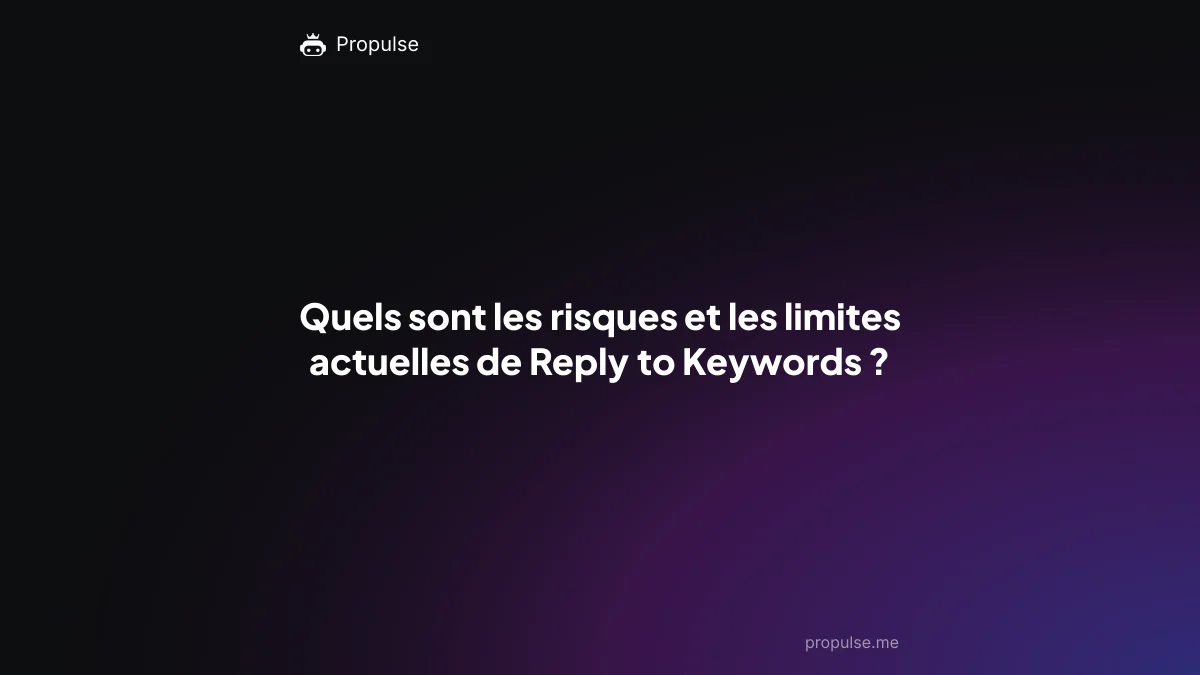 Quels sont les risques et les limites actuelles de Reply to Keywords ?