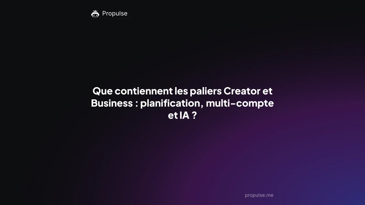 Que contiennent les paliers Creator et Business : planification, multi-compte et IA ?