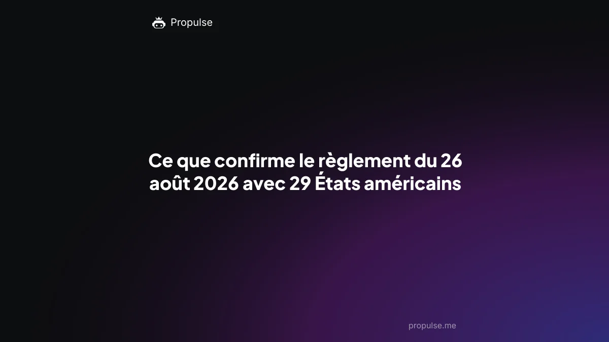 Ce que confirme le règlement du 26 août 2026 avec 29 États américains