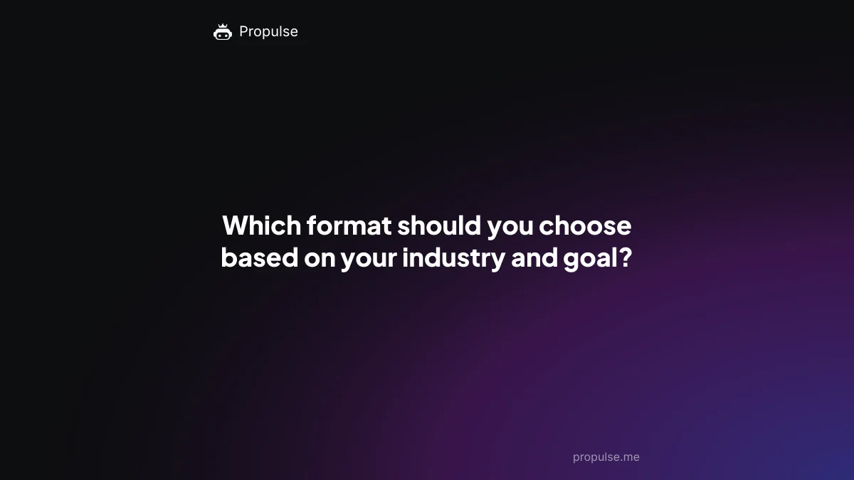 Which format should you choose based on your industry and goal?