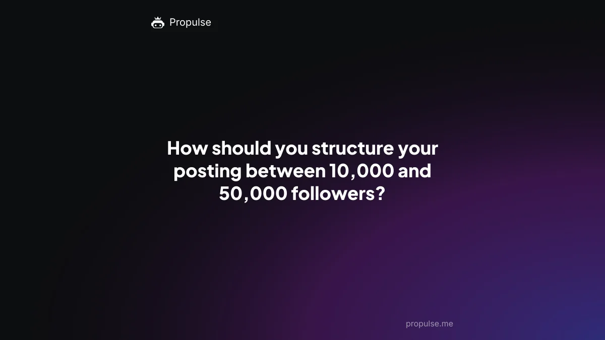 How should you structure your posting between 10,000 and 50,000 followers?