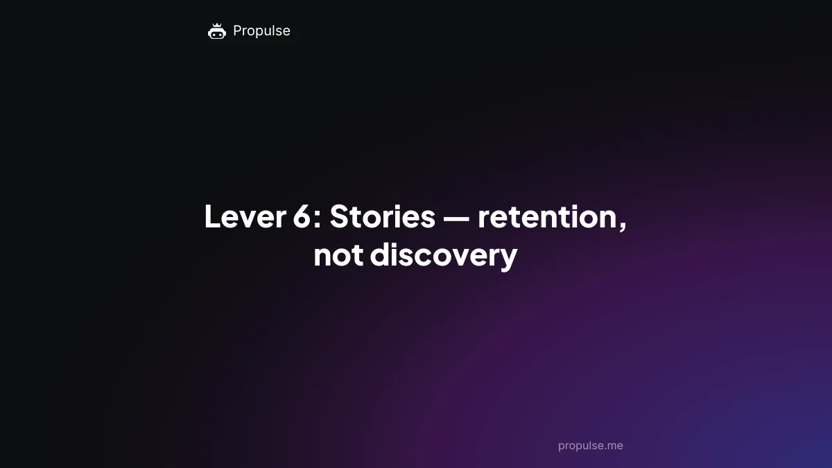 Lever 6: Stories — retention, not discovery