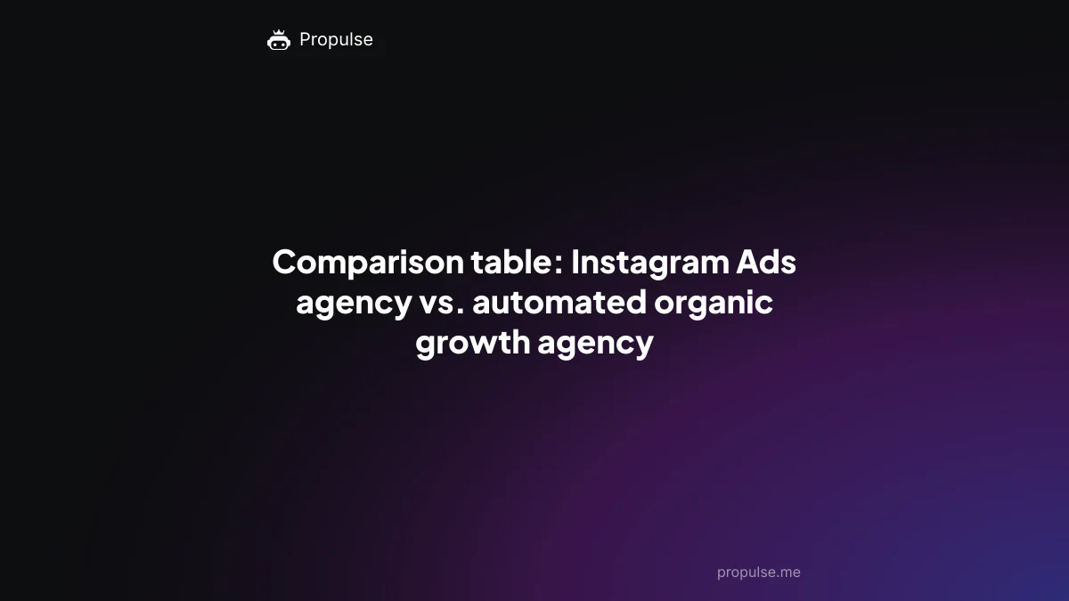 Comparison table: Instagram Ads agency vs. automated organic growth agency