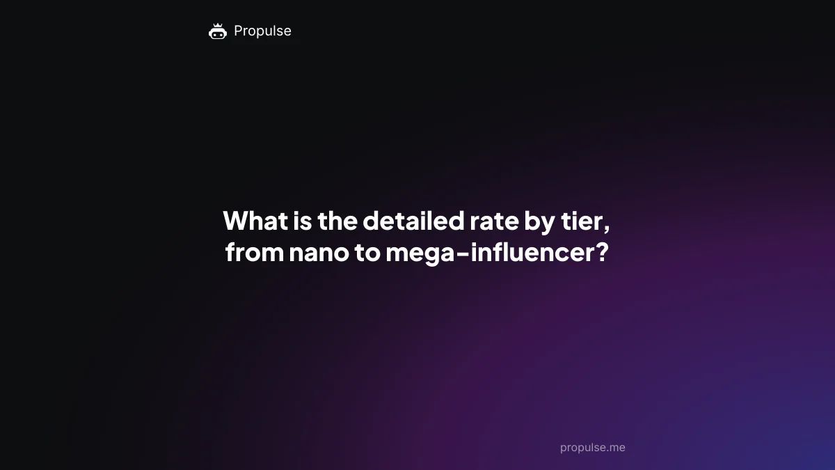 What is the detailed rate by tier, from nano to mega-influencer?
