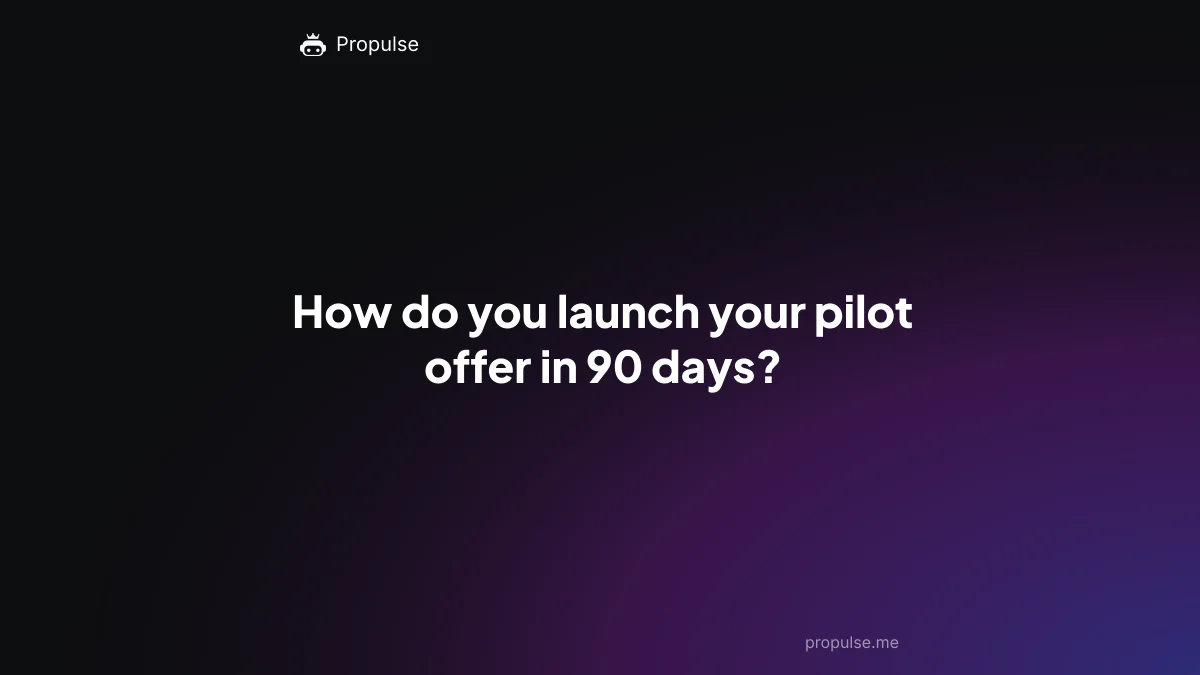 How do you launch your pilot offer in 90 days?