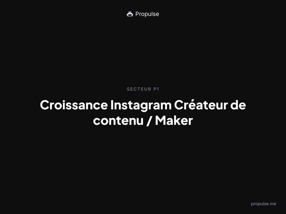 Croissance Instagram pour le Créateur de contenu / Maker