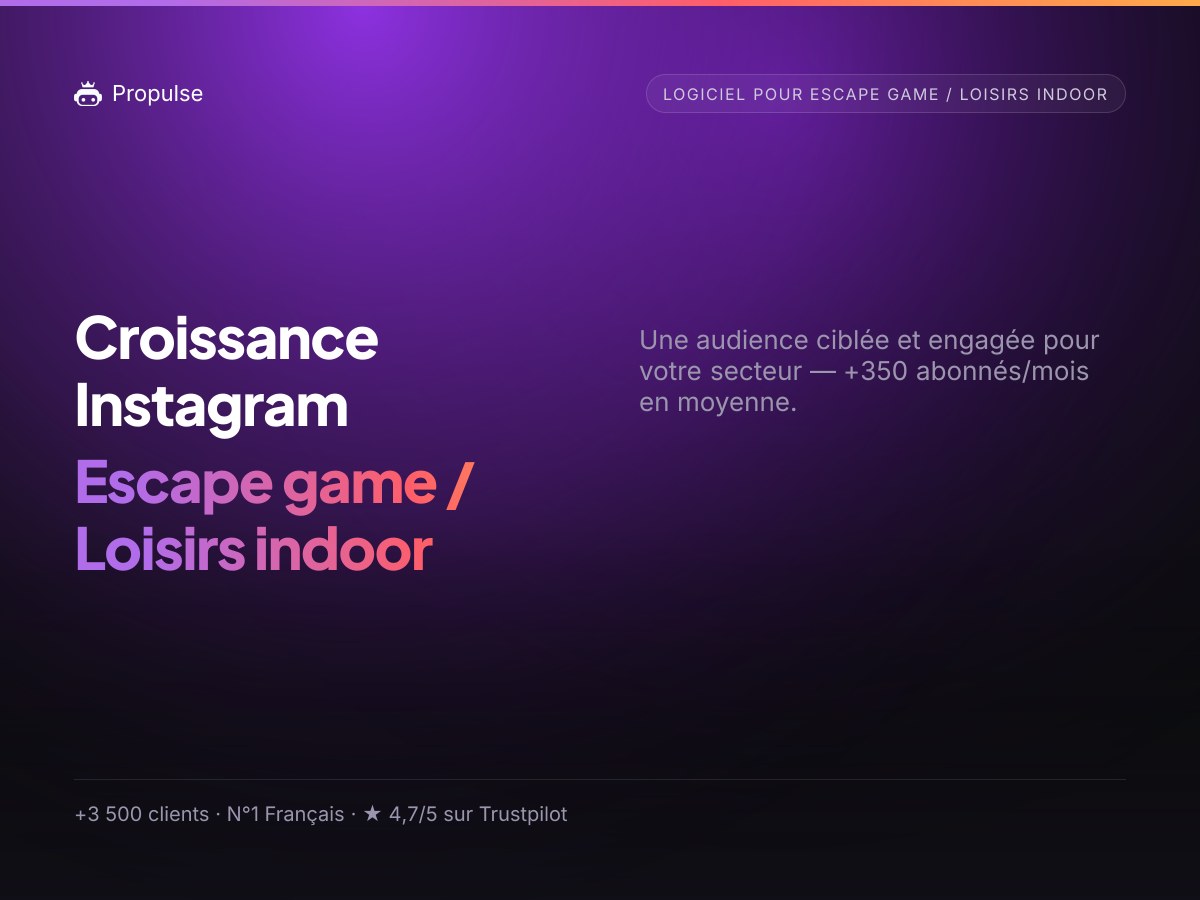Croissance Instagram pour l'Escape game / Loisirs indoor