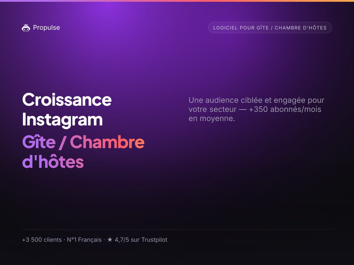 Croissance Instagram pour le Gîte / Chambre d'hôtes