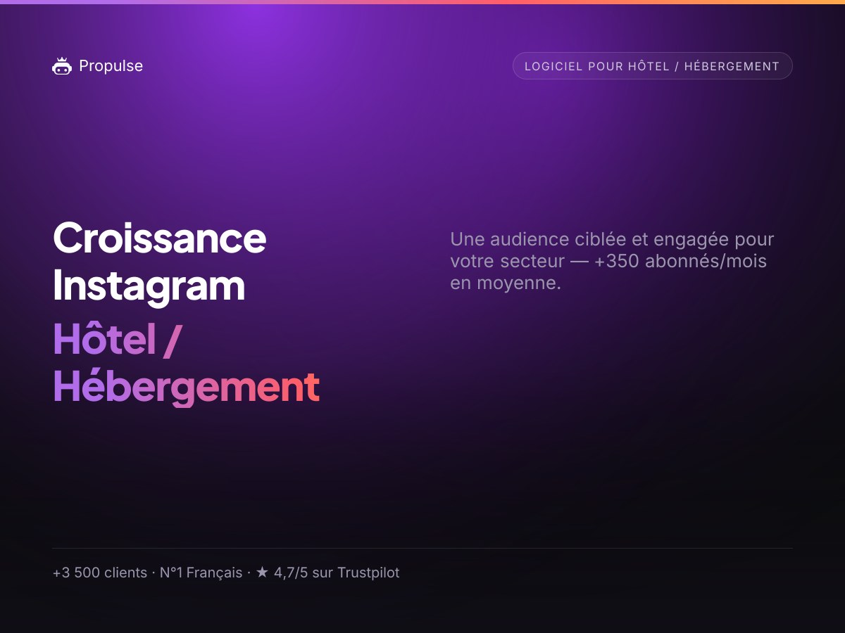 Croissance Instagram pour le Hôtel / Hébergement