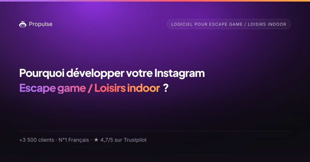 Pourquoi Propulse pour l'Escape game / Loisirs indoor ?